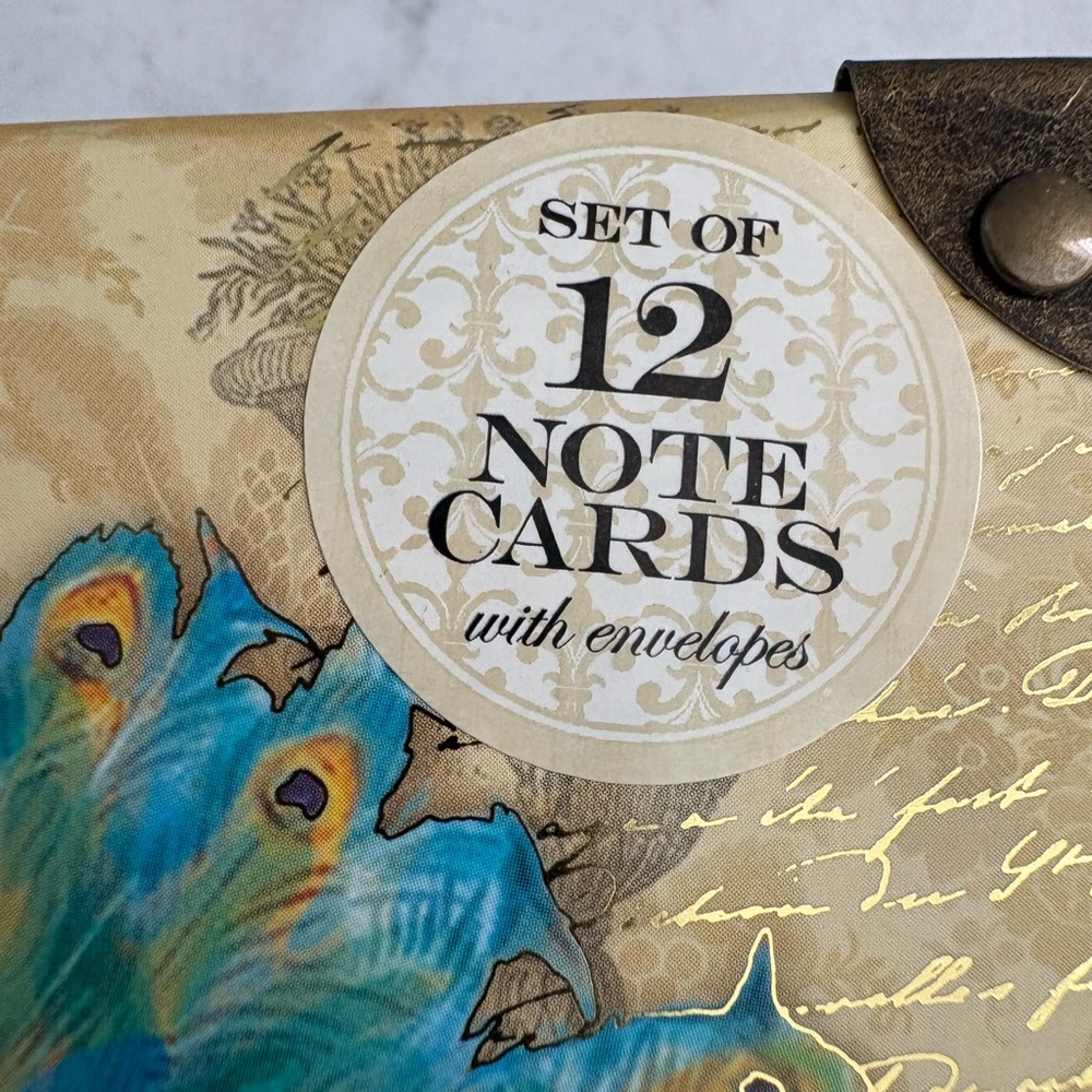 Punch Studio Teal Damask Note Cards